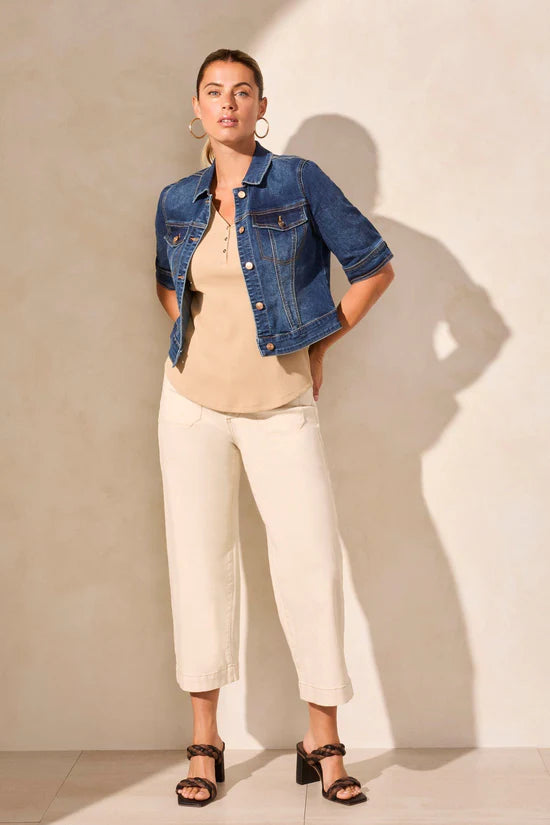 Tribal Elbow Sleeve Denim Jacket