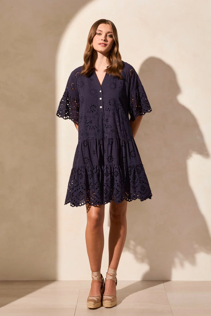 Tribal Mixed Pattern Eyelet Dress