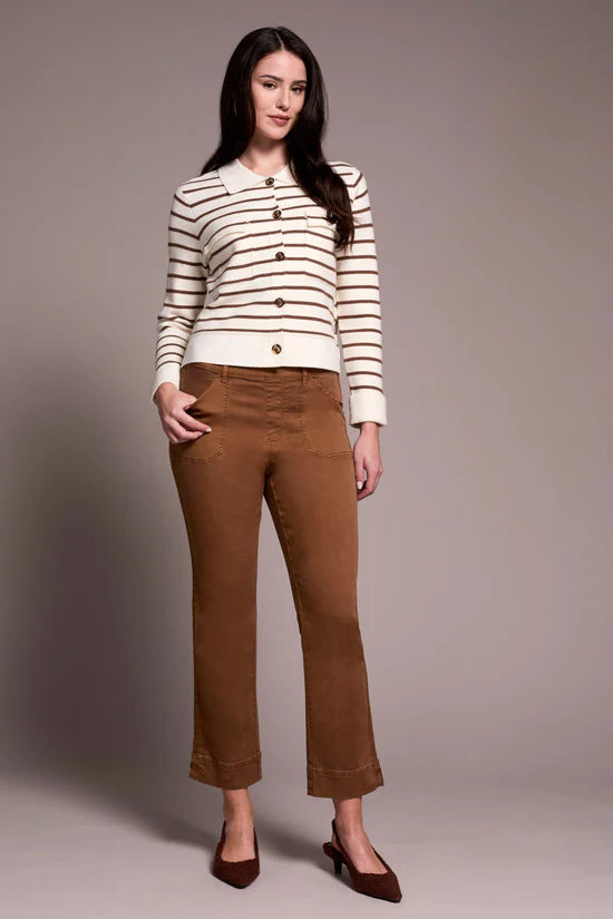 Tribal Double Knit Button-Front Stripe Cardigan