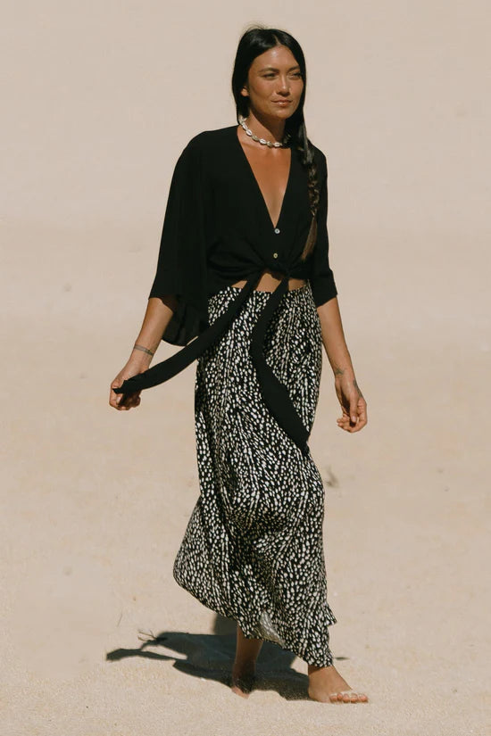 Tribal Front-Tie Kimono Top