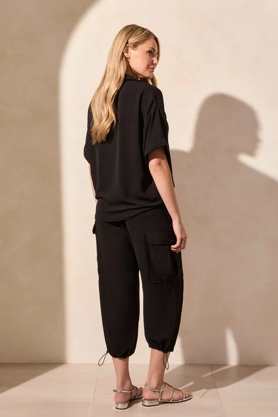Tribal Airflow Lapel Collar Popover Blouse