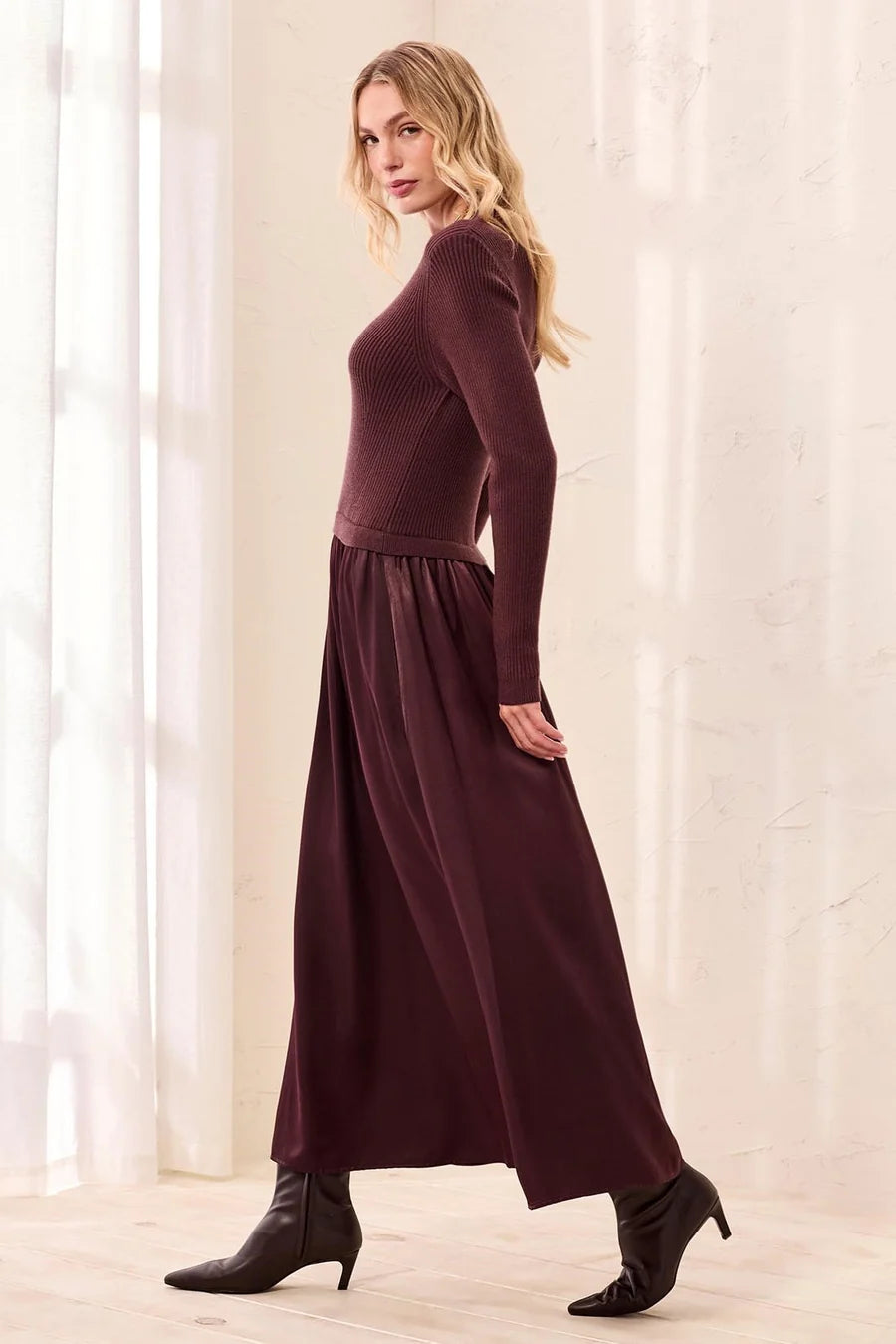 Tribal Longsleeve Mixed Media Maxi Dress