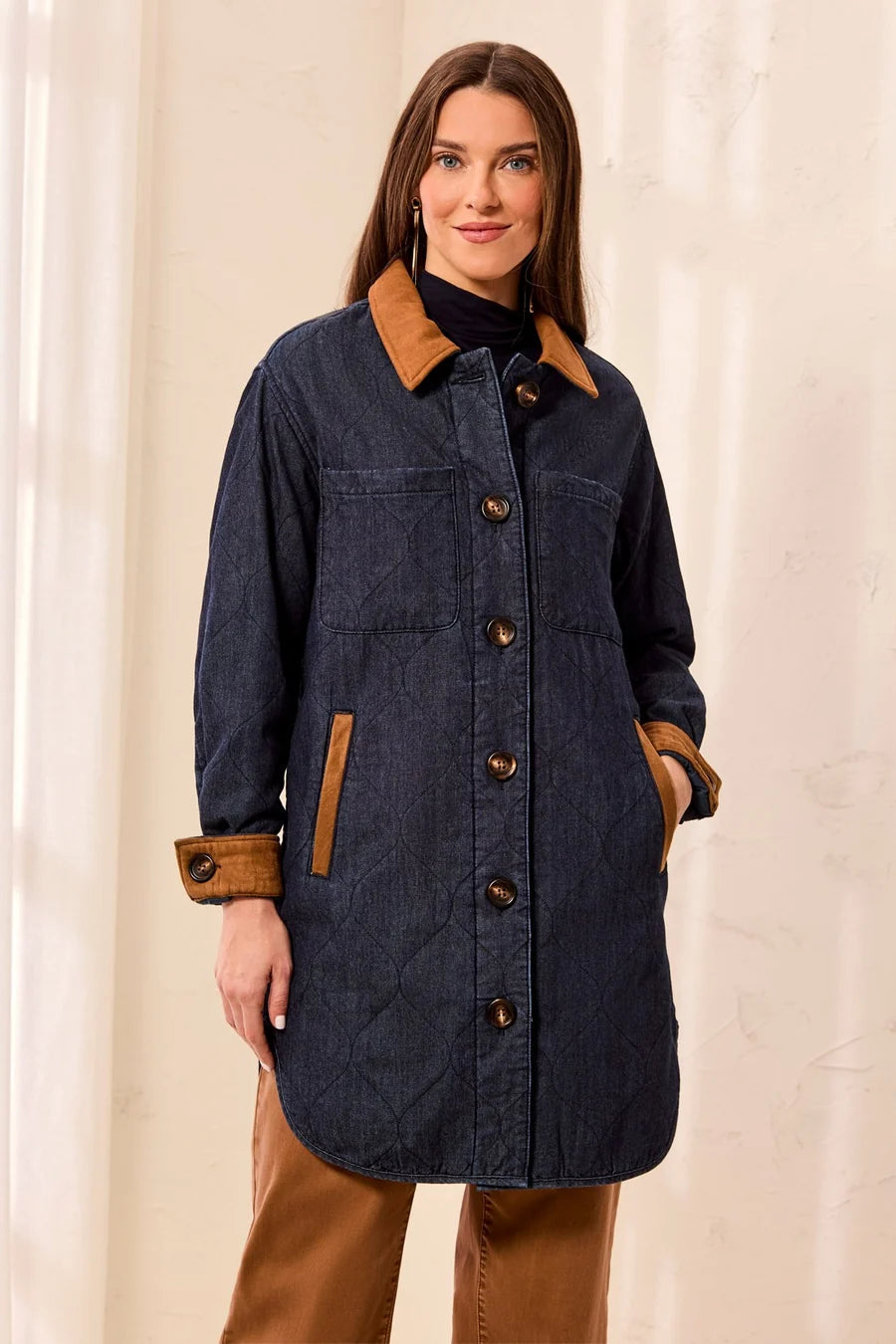 Tribal Quilted Denim & Suede Jacket