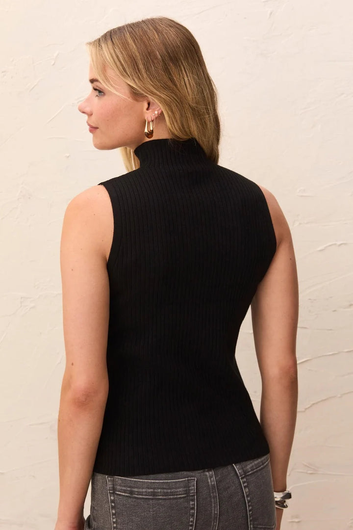 Tribal Ribbed Funnel Neck Sleeveless Knit Tank