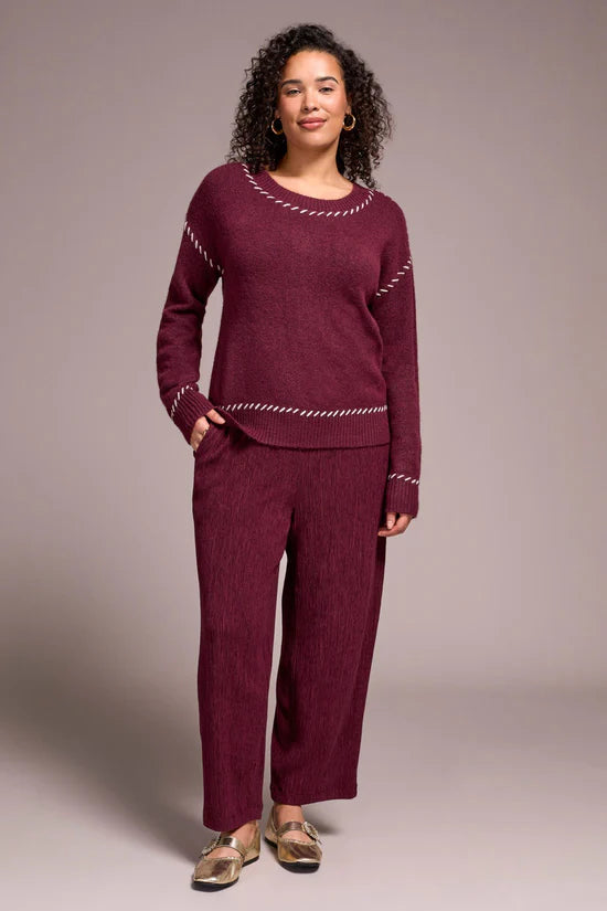 Tribal Saddle Stitch Crew Neck Sweater