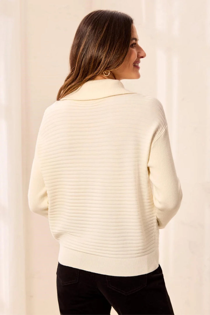 Tribal Soft Zip-Up V-Neck Sweater