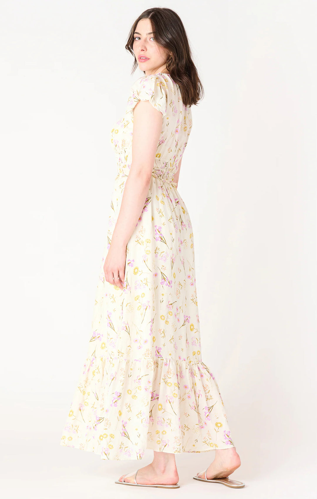 Dex Bubble Sleeve Elastic Waist Maxi Dress