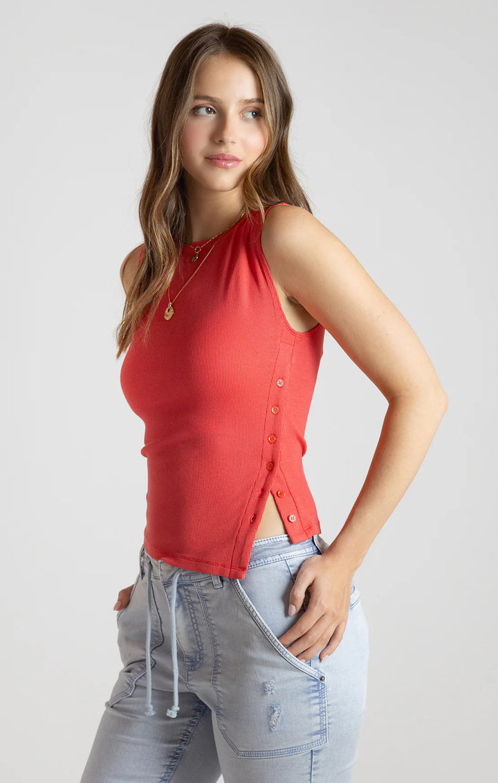 Dex Asymmetrical Button Detail Tank