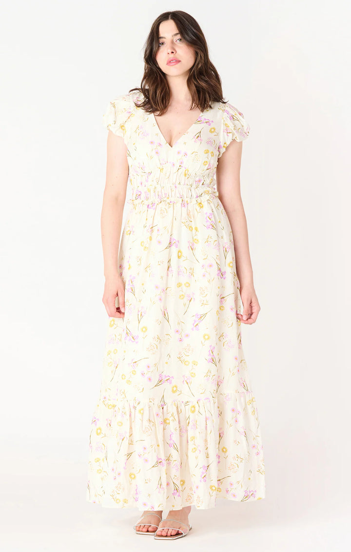 Dex Bubble Sleeve Elastic Waist Maxi Dress