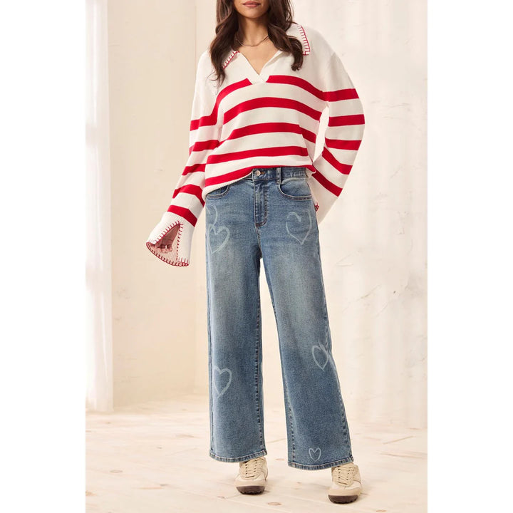 Tribal Sophia Curvy Printed Super Straight Ankle Jeans