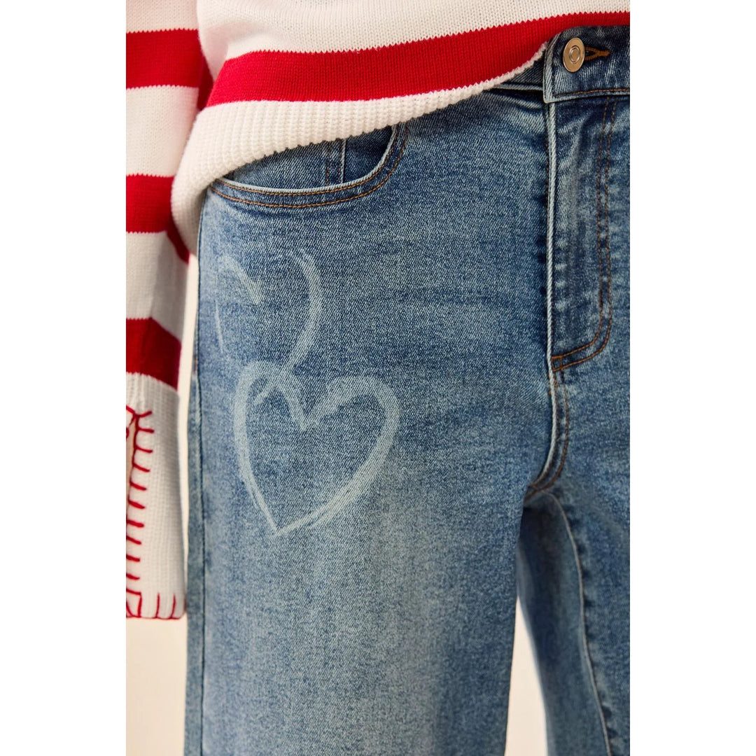 Tribal Sophia Curvy Printed Super Straight Ankle Jeans